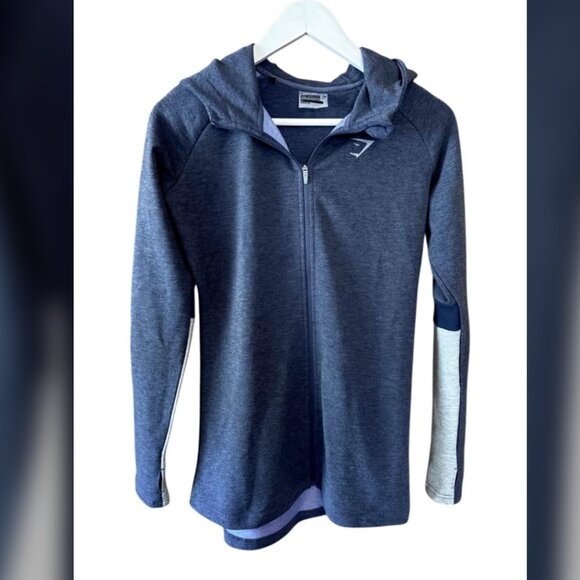 Gymshark Impulse Blue Full Zip Hoodie Lightweight Hooded Jacket Women's size M - Picture 2 of 9